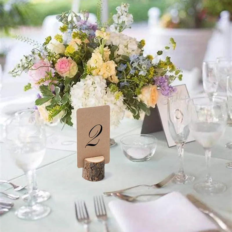 Rustic Charm Natural Wood Place Card Holders - Perfect for Wedding Tables
