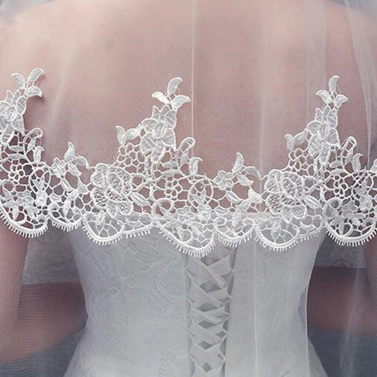 Princess Lace Edge Bridal Veil with Blusher