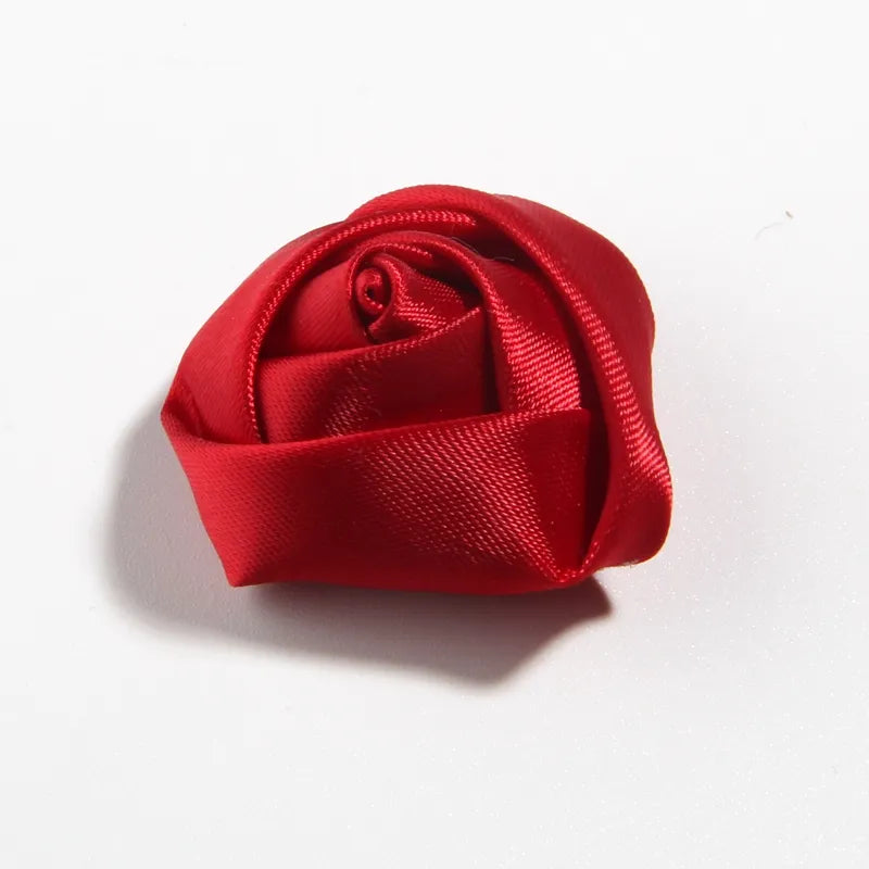 Vibrant Satin Rose Fabric Flower Appliques - 10 Piece Set