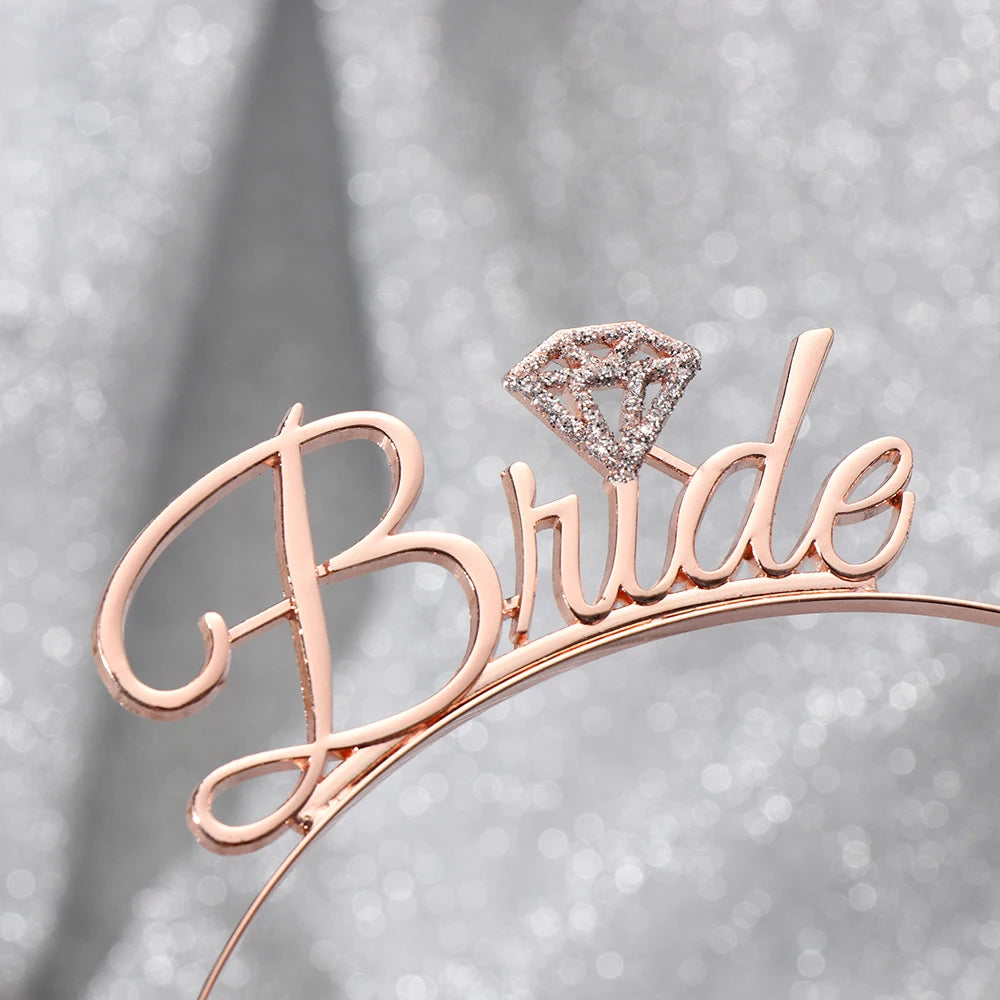 Chic 'Bride' & 'Bridesmaid' Headband Tiaras in Gold and Rose Gold