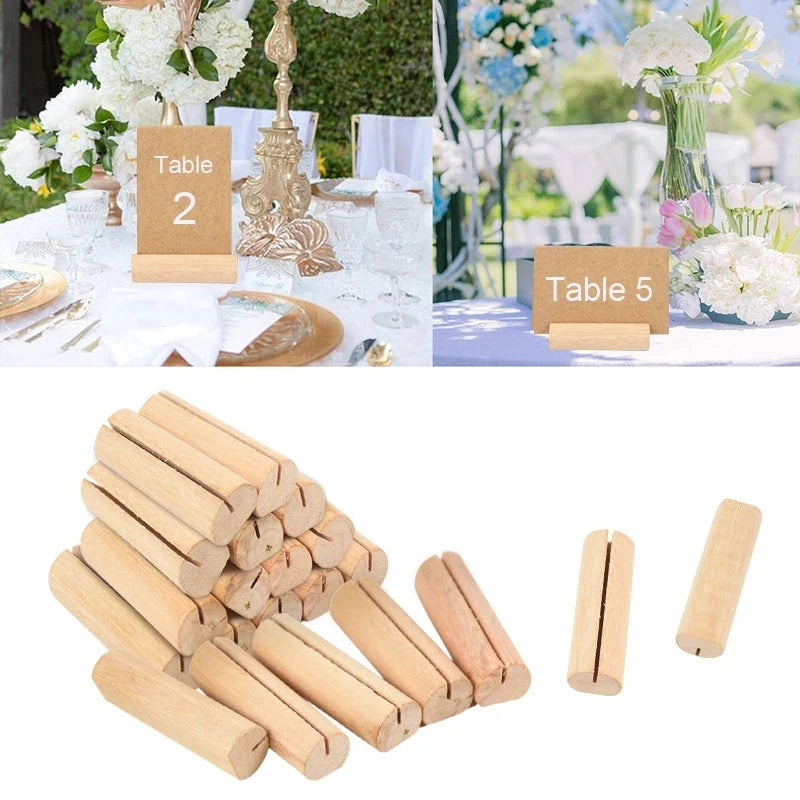 Rustic Charm Natural Wood Place Card Holders - Perfect for Wedding Tables