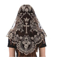 Load image into Gallery viewer, Traditional Mantilla Lace Bridal Veil with Cross Embroidery
