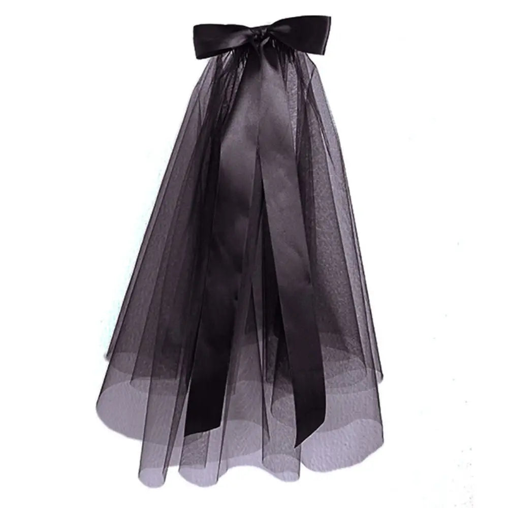 Sophisticated Double-Layer Ribbon Veil with Hair Comb