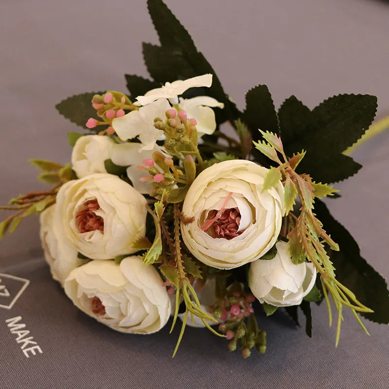 Classic Faux Peony & Rose Bouquet - Timeless White Floral Decor