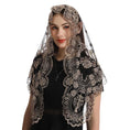 Load image into Gallery viewer, Traditional Mantilla Lace Bridal Veil with Cross Embroidery
