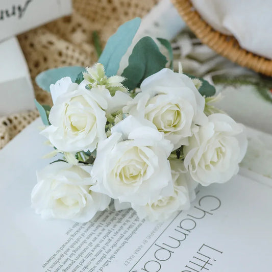 Classic Faux Peony & Rose Bouquet - Timeless White Floral Decor